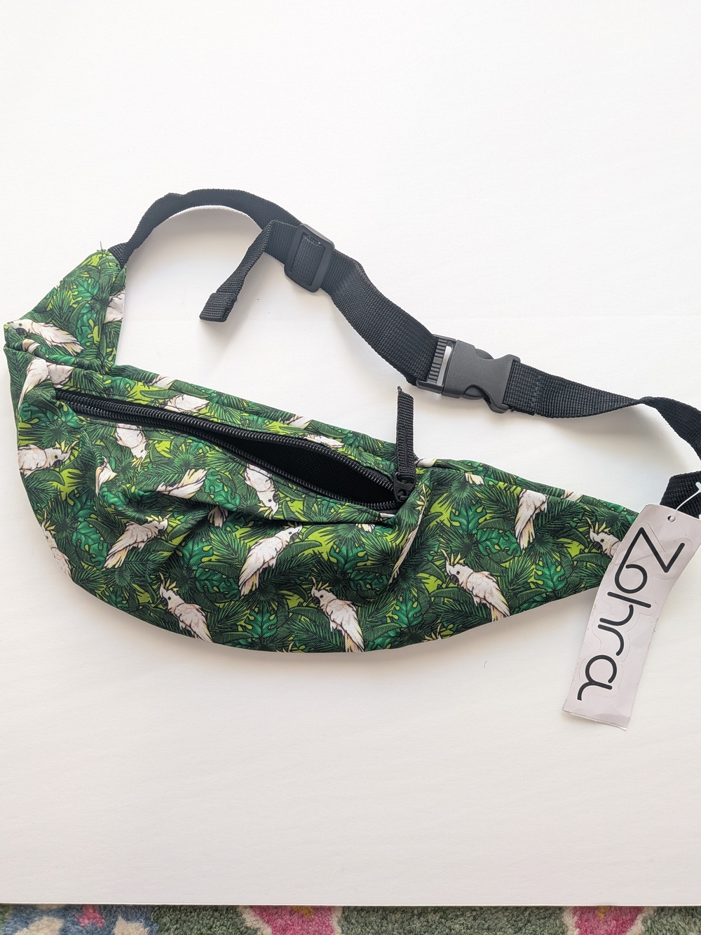 Green Tropical Cockatoo Print Waist Bag